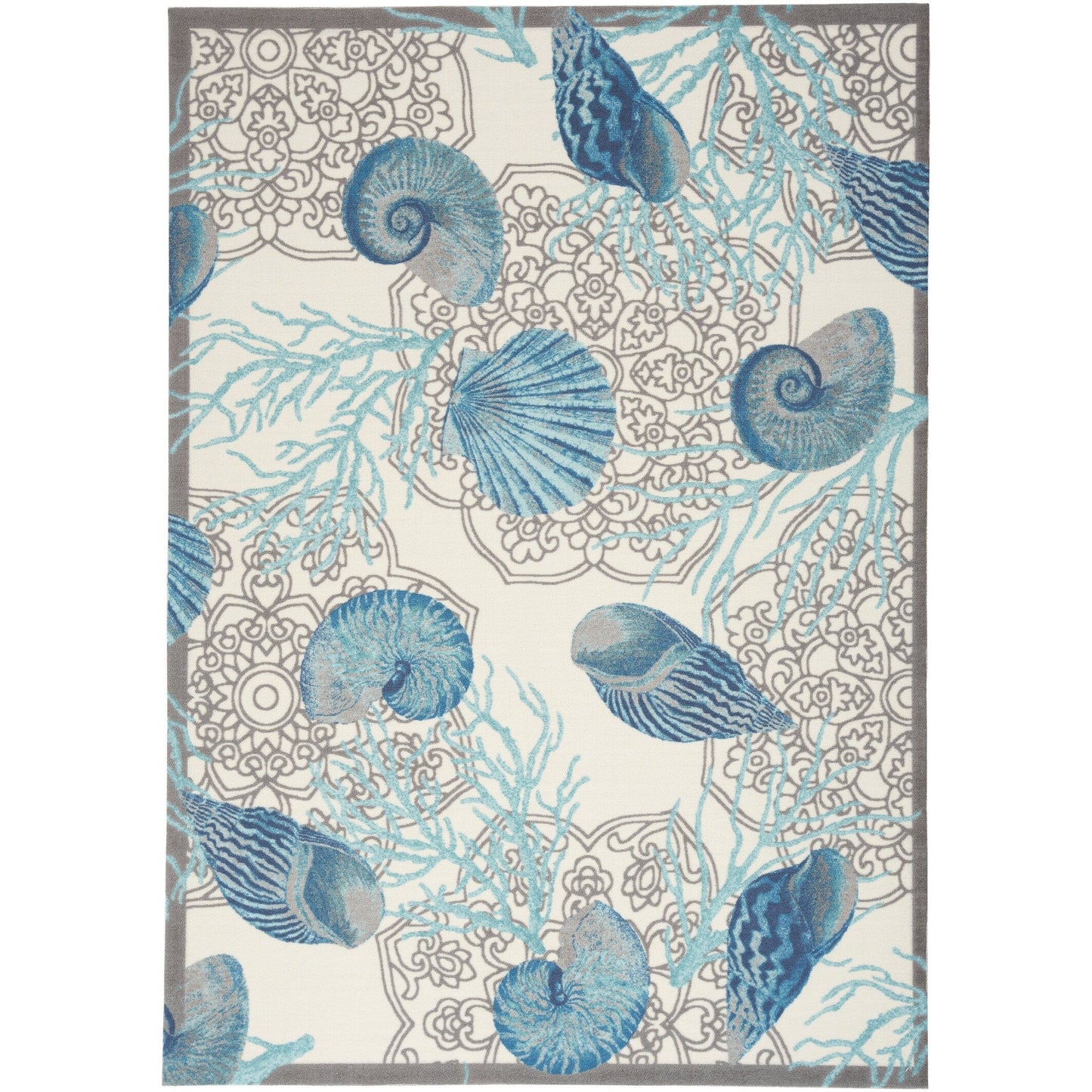 Tapis d'intérieur/extérieur Waverly Sun &amp; Shade Shore Thing Tropical Sea Shell Floral