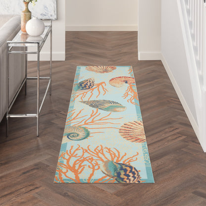 Tapis d'intérieur/extérieur Waverly Sun &amp; Shade Shore Thing Tropical Sea Shell Floral
