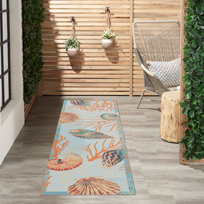 Tapis d'intérieur/extérieur Waverly Sun &amp; Shade Shore Thing Tropical Sea Shell Floral