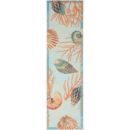 Tapis d'intérieur/extérieur Waverly Sun &amp; Shade Shore Thing Tropical Sea Shell Floral