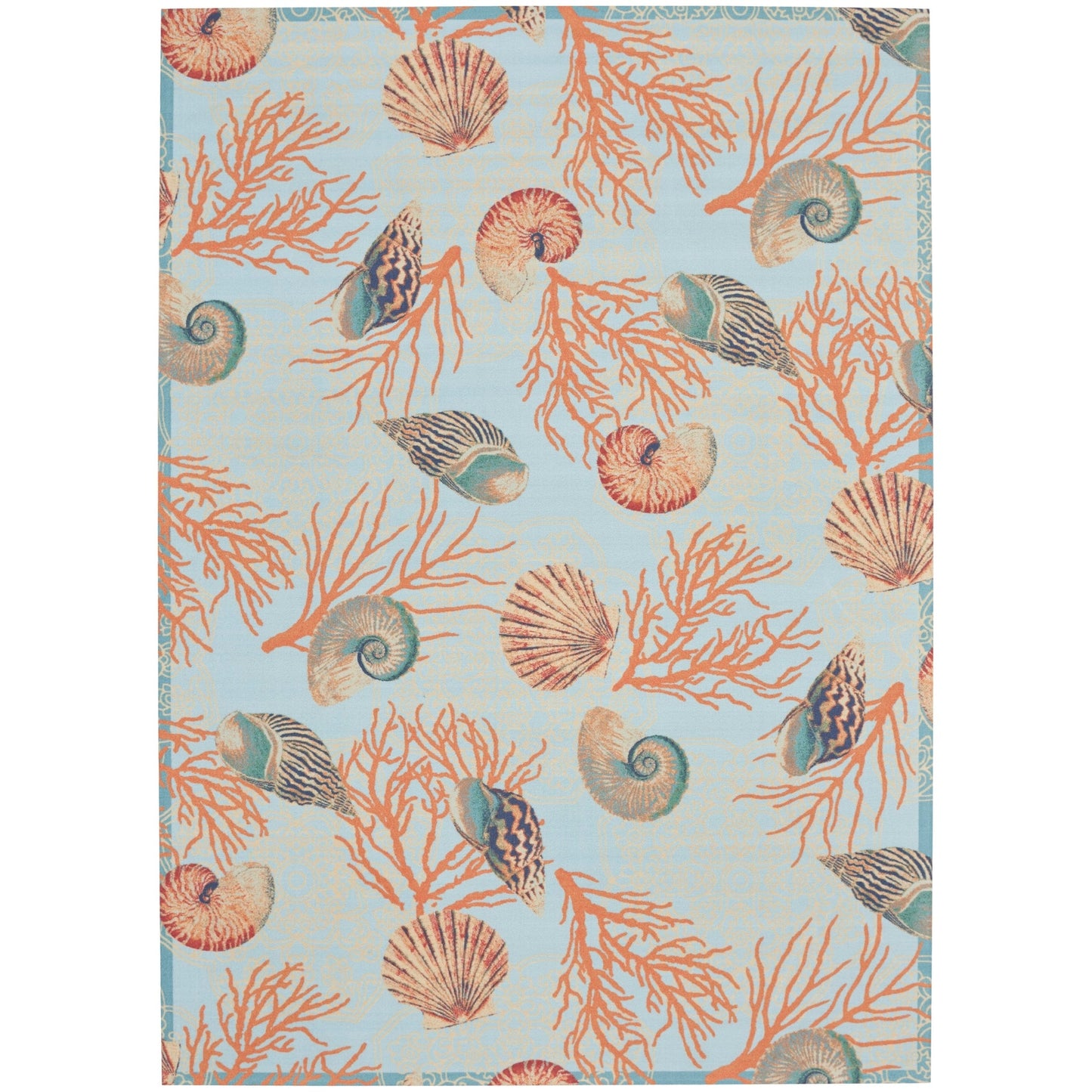 Tapis d'intérieur/extérieur Waverly Sun &amp; Shade Shore Thing Tropical Sea Shell Floral