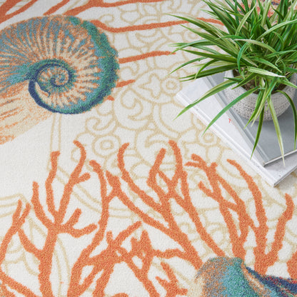 Tapis d'intérieur/extérieur Waverly Sun &amp; Shade Shore Thing Tropical Sea Shell Floral