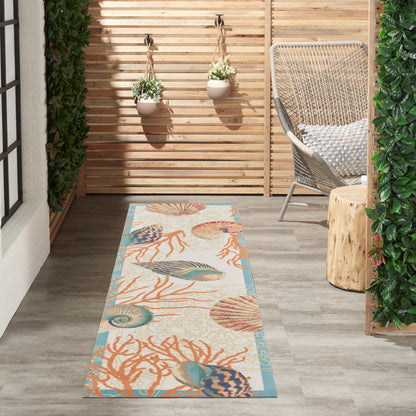 Tapis d'intérieur/extérieur Waverly Sun &amp; Shade Shore Thing Tropical Sea Shell Floral