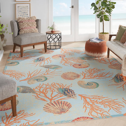 Tapis d'intérieur/extérieur Waverly Sun &amp; Shade Shore Thing Tropical Sea Shell Floral