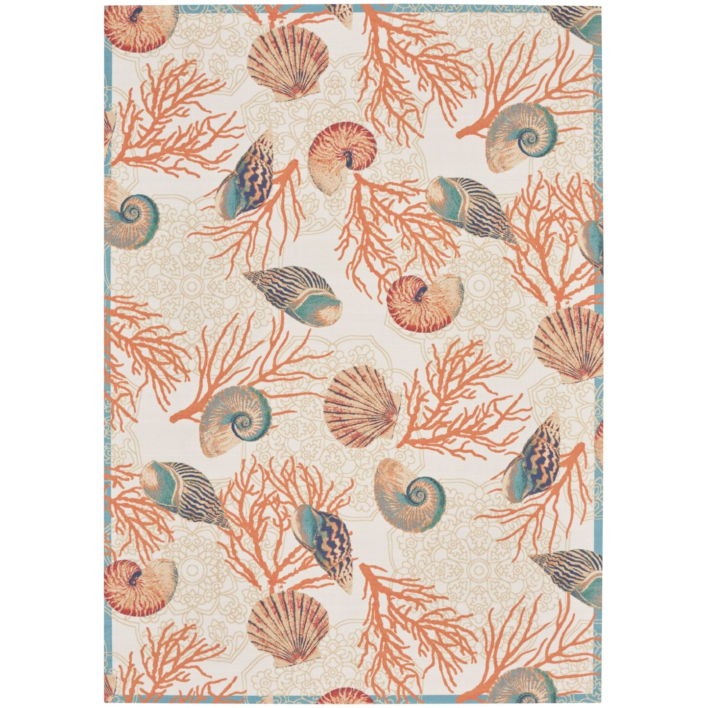Tapis d'intérieur/extérieur Waverly Sun &amp; Shade Shore Thing Tropical Sea Shell Floral