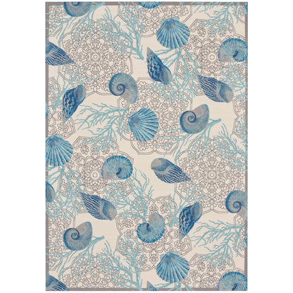 Tapis d'intérieur/extérieur Waverly Sun &amp; Shade Shore Thing Tropical Sea Shell Floral