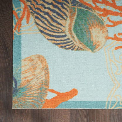 Tapis d'intérieur/extérieur Waverly Sun &amp; Shade Shore Thing Tropical Sea Shell Floral