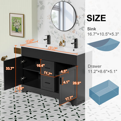 Ensemble meuble-lavabo Wavy Line 30/36/48 avec lavabo et robinet