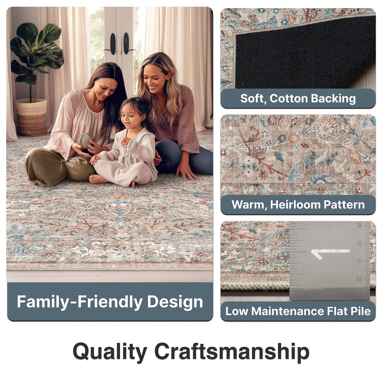 Tapis tissé à plat Well Woven Asha Vintage Emilia