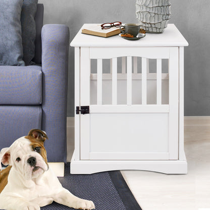 Table d'appoint en bois blanc avec cage pour animaux et porte verrouillable