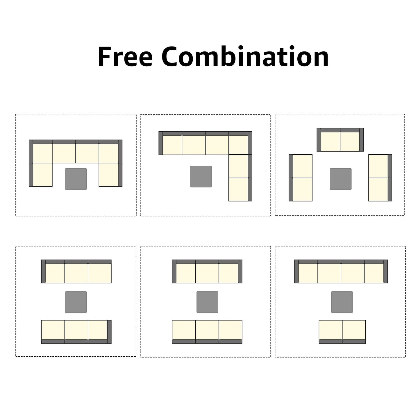 Ensemble de canapés d'angle d'extérieur 7 pièces en osier et acier avec coussins