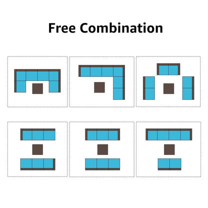 Ensemble de canapés d'angle d'extérieur 7 pièces en osier et acier avec coussins