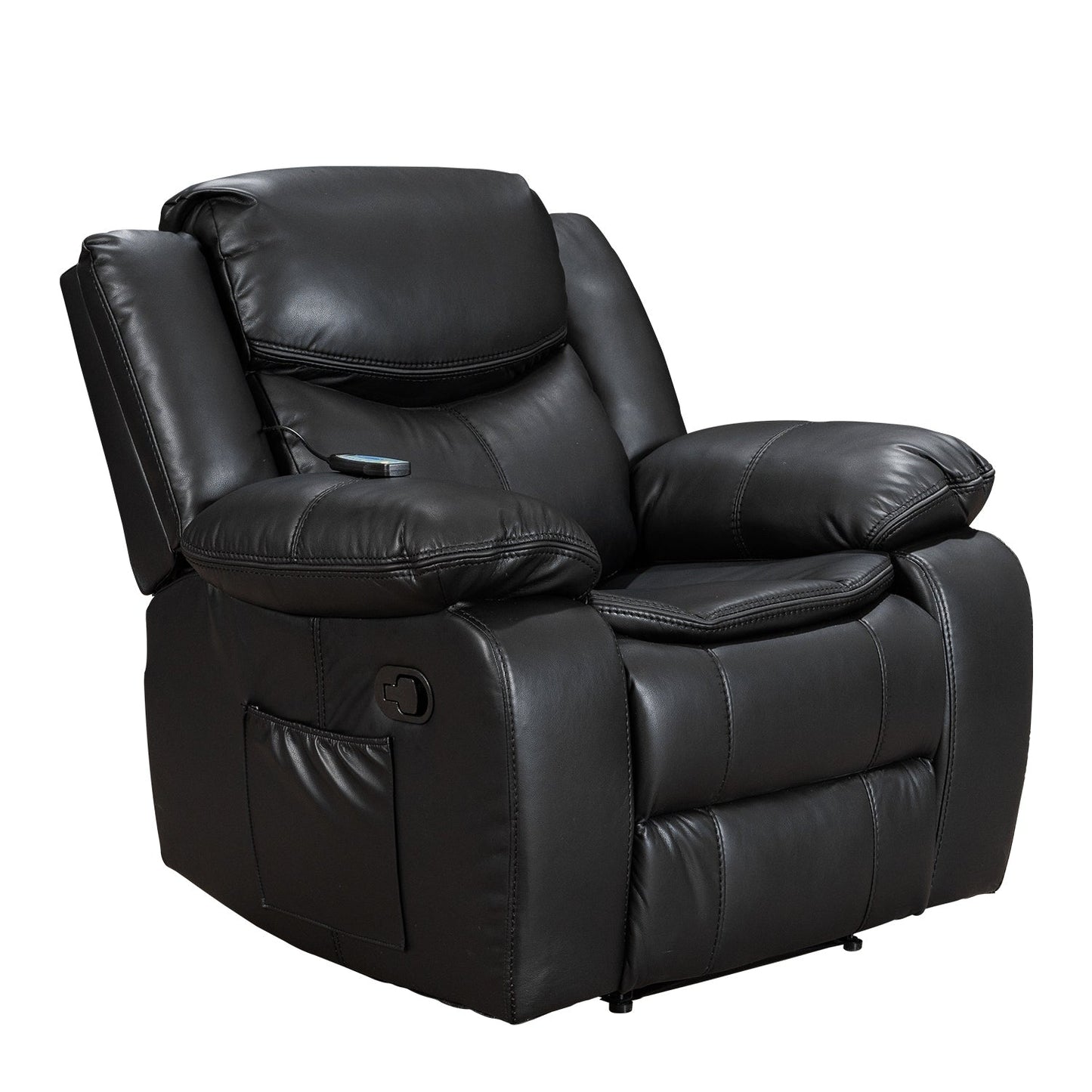 Fauteuil inclinable à large assise en cuir durable avec massage et chauffage