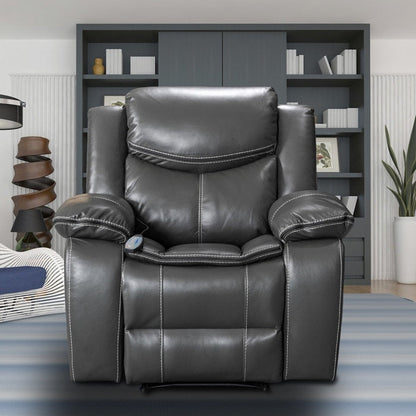 Fauteuil inclinable à large assise en cuir durable avec massage et chauffage