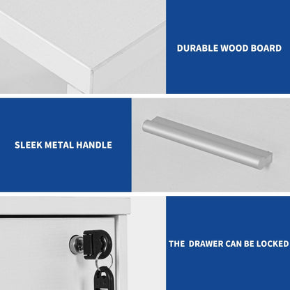 Classeur en bois avec station de recharge, classeur latéral mobile, verrouillable, compatible avec les formats A4, Lettre et Légal
