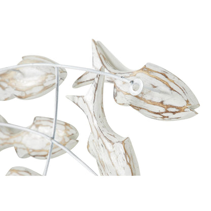 Décoration murale artisanale en bois représentant un poisson nageur, effet vieilli marron - Blanc - Roche River Decor