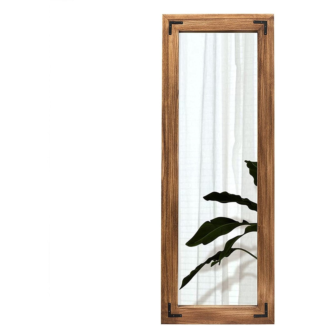 Miroir de sol pleine longueur avec cadre en bois rustique de style ferme - 65 x 24