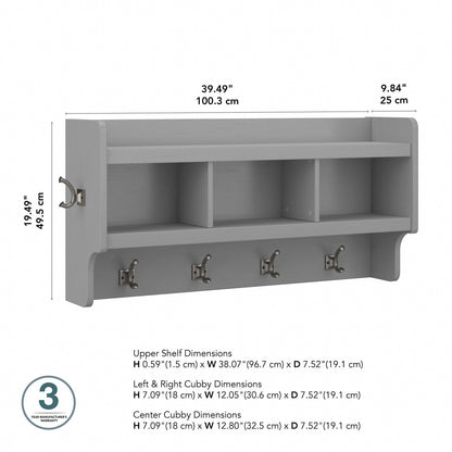 Porte-manteau mural Woodland 40W avec étagère par Bush Furniture