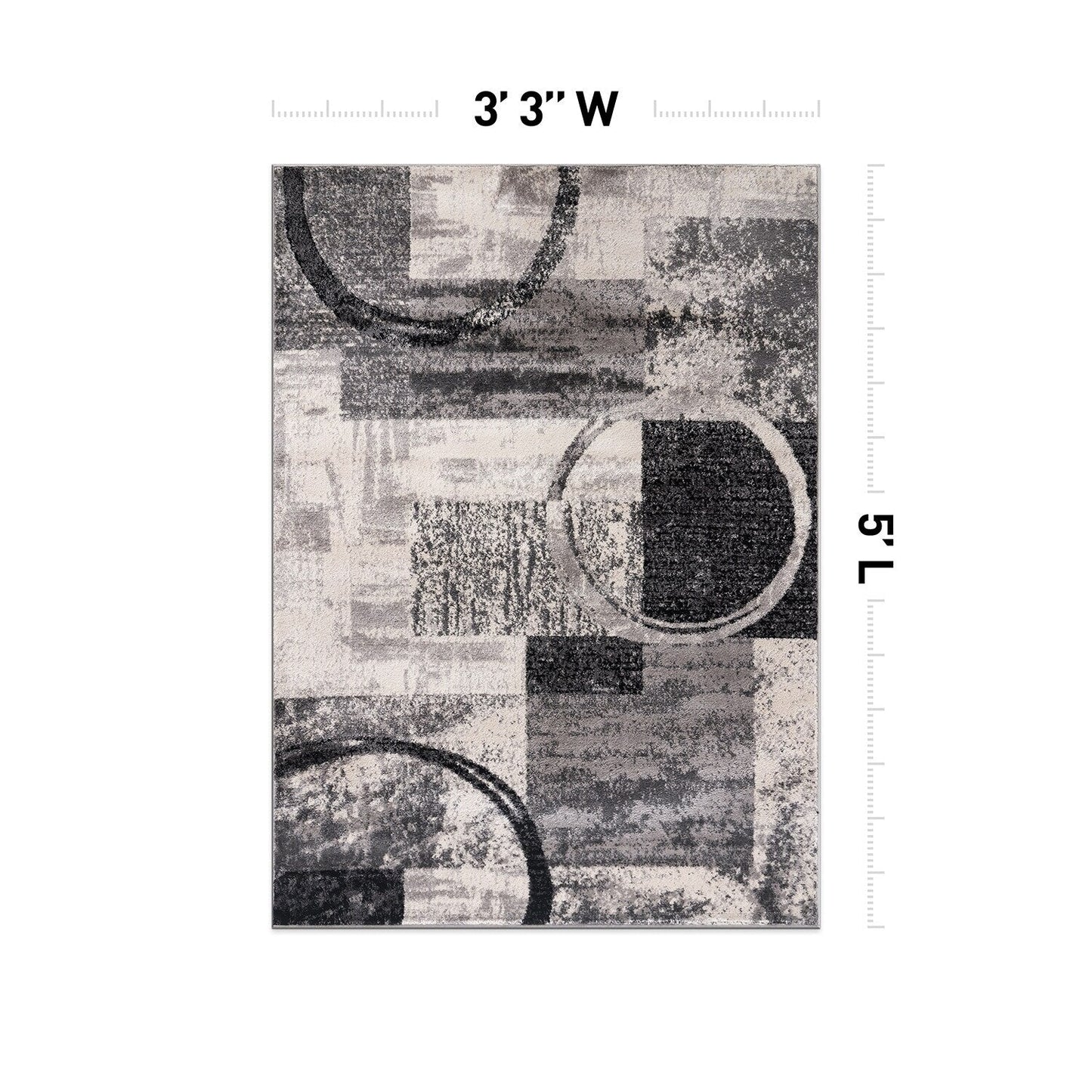 Tapis rond abstrait en polypropylène fabriqué à la machine par World Rug Gallery