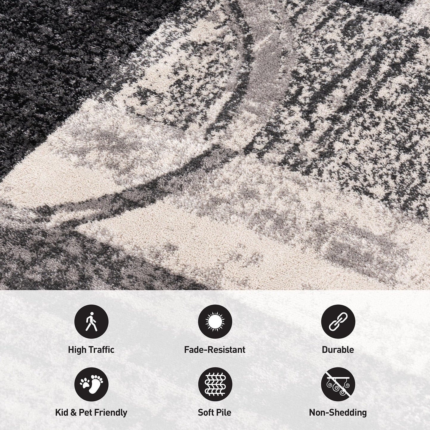 Tapis rond abstrait en polypropylène fabriqué à la machine par World Rug Gallery