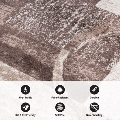 Tapis rond abstrait en polypropylène fabriqué à la machine par World Rug Gallery