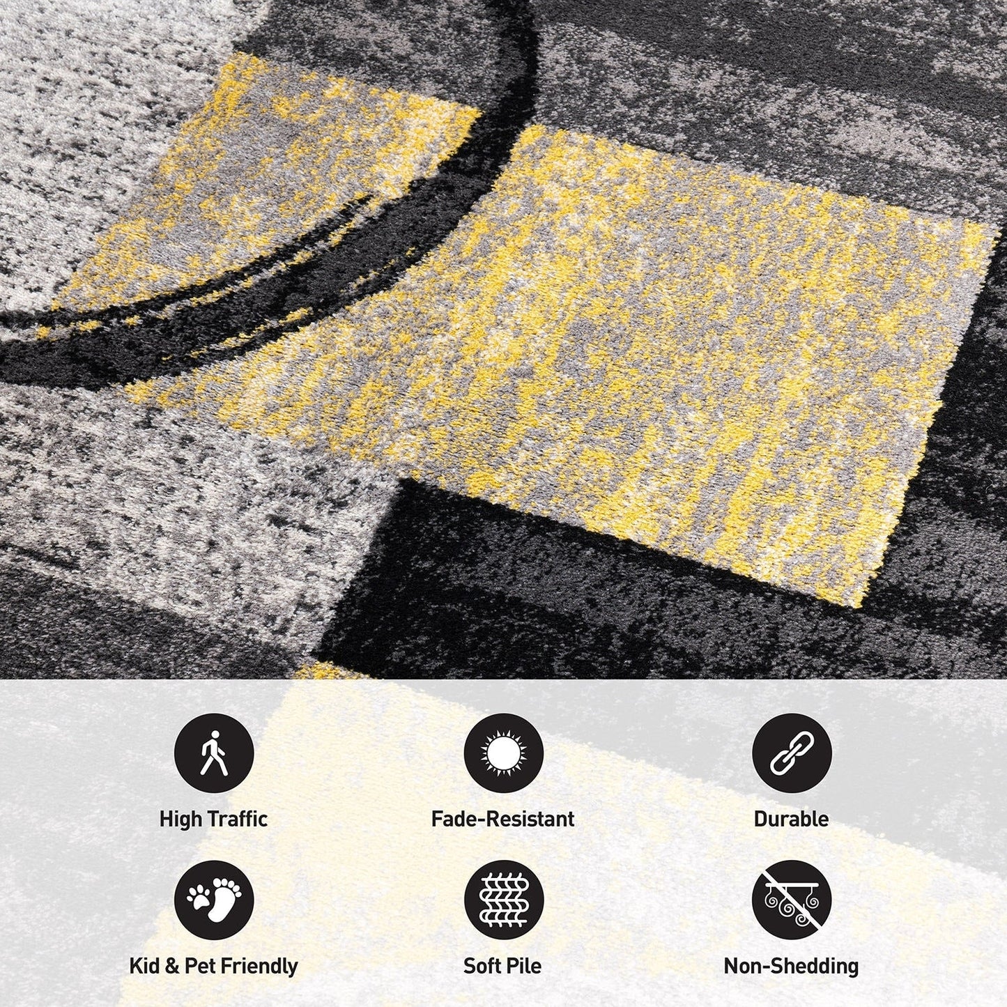 Tapis rond abstrait en polypropylène fabriqué à la machine par World Rug Gallery