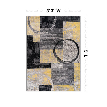 Tapis rond abstrait en polypropylène fabriqué à la machine par World Rug Gallery