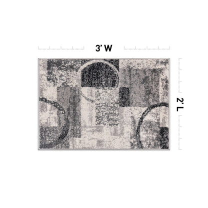 Tapis rond abstrait en polypropylène fabriqué à la machine par World Rug Gallery