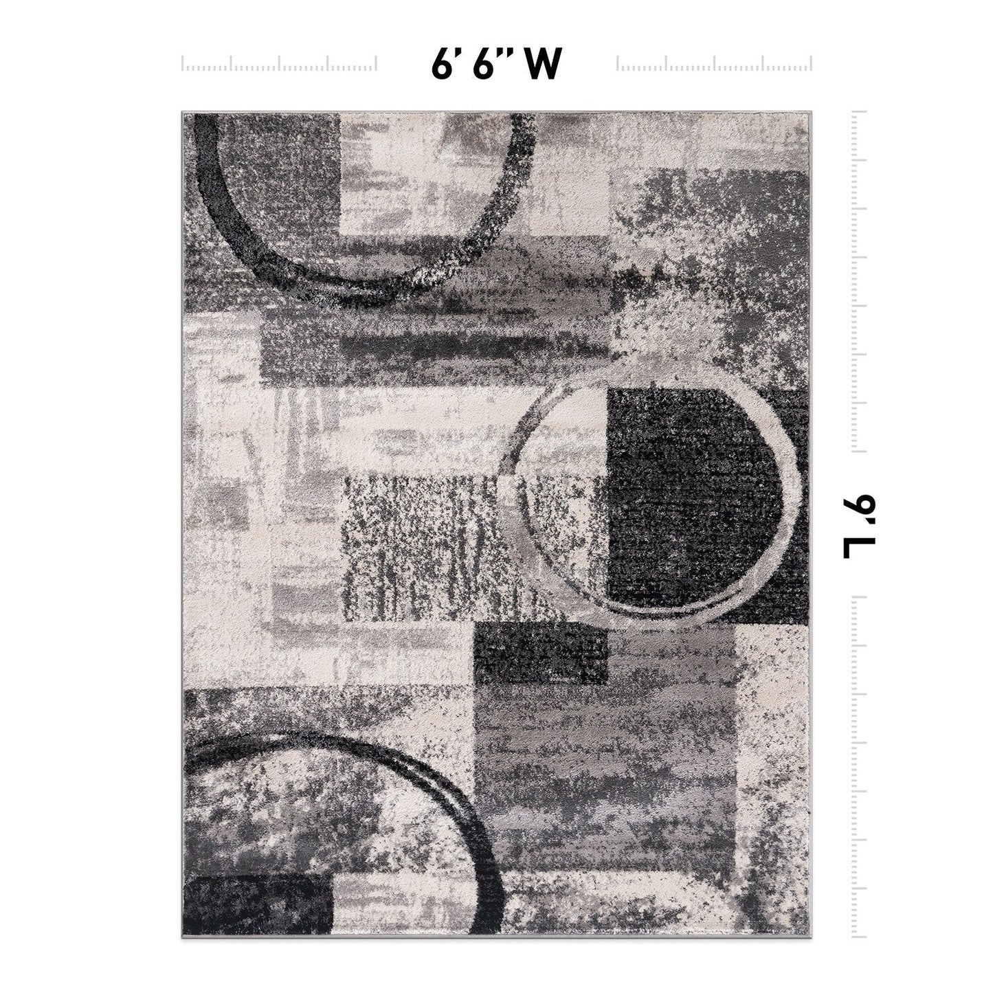 Tapis rond abstrait en polypropylène fabriqué à la machine par World Rug Gallery