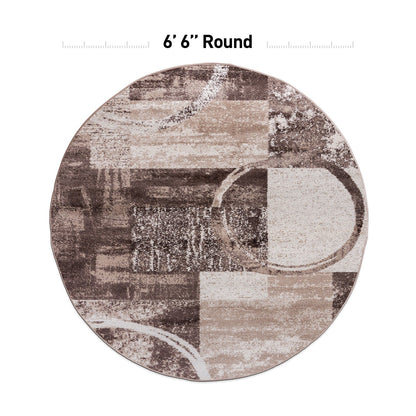 Tapis rond abstrait en polypropylène fabriqué à la machine par World Rug Gallery