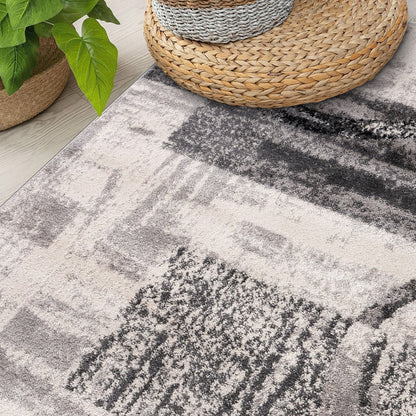 Tapis rond abstrait en polypropylène fabriqué à la machine par World Rug Gallery