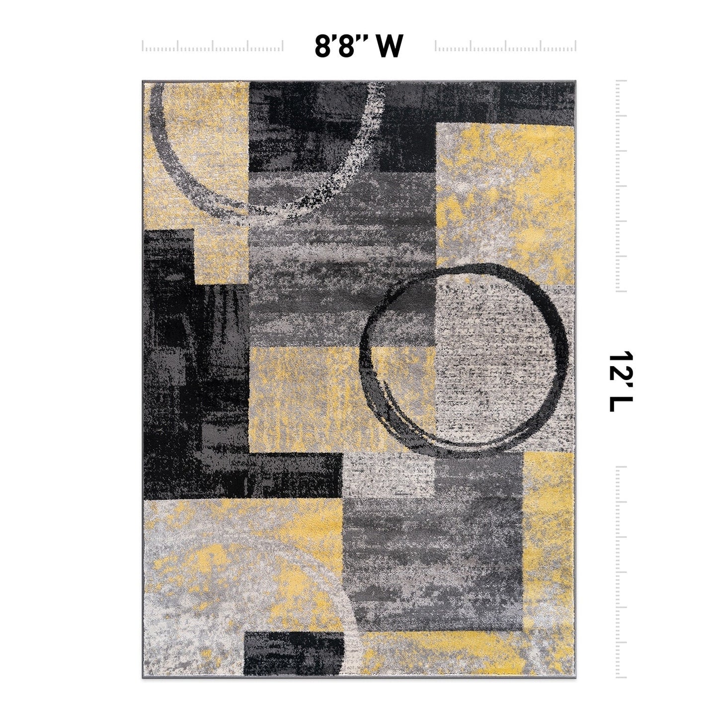 Tapis rond abstrait en polypropylène fabriqué à la machine par World Rug Gallery