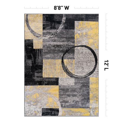 Tapis rond abstrait en polypropylène fabriqué à la machine par World Rug Gallery