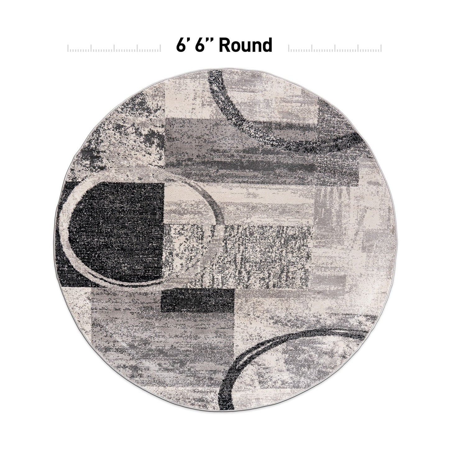 Tapis rond abstrait en polypropylène fabriqué à la machine par World Rug Gallery