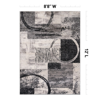 Tapis rond abstrait en polypropylène fabriqué à la machine par World Rug Gallery