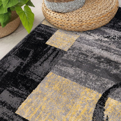 Tapis rond abstrait en polypropylène fabriqué à la machine par World Rug Gallery