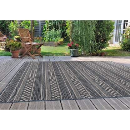 Tapis d'intérieur/extérieur bohème à rayures géométriques World Rug Gallery