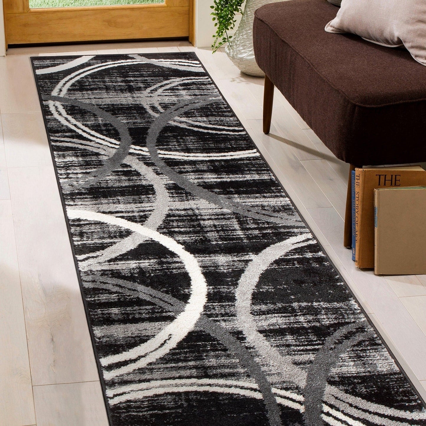 Tapis contemporain à motif de cercles abstraits, collection World Rug Gallery