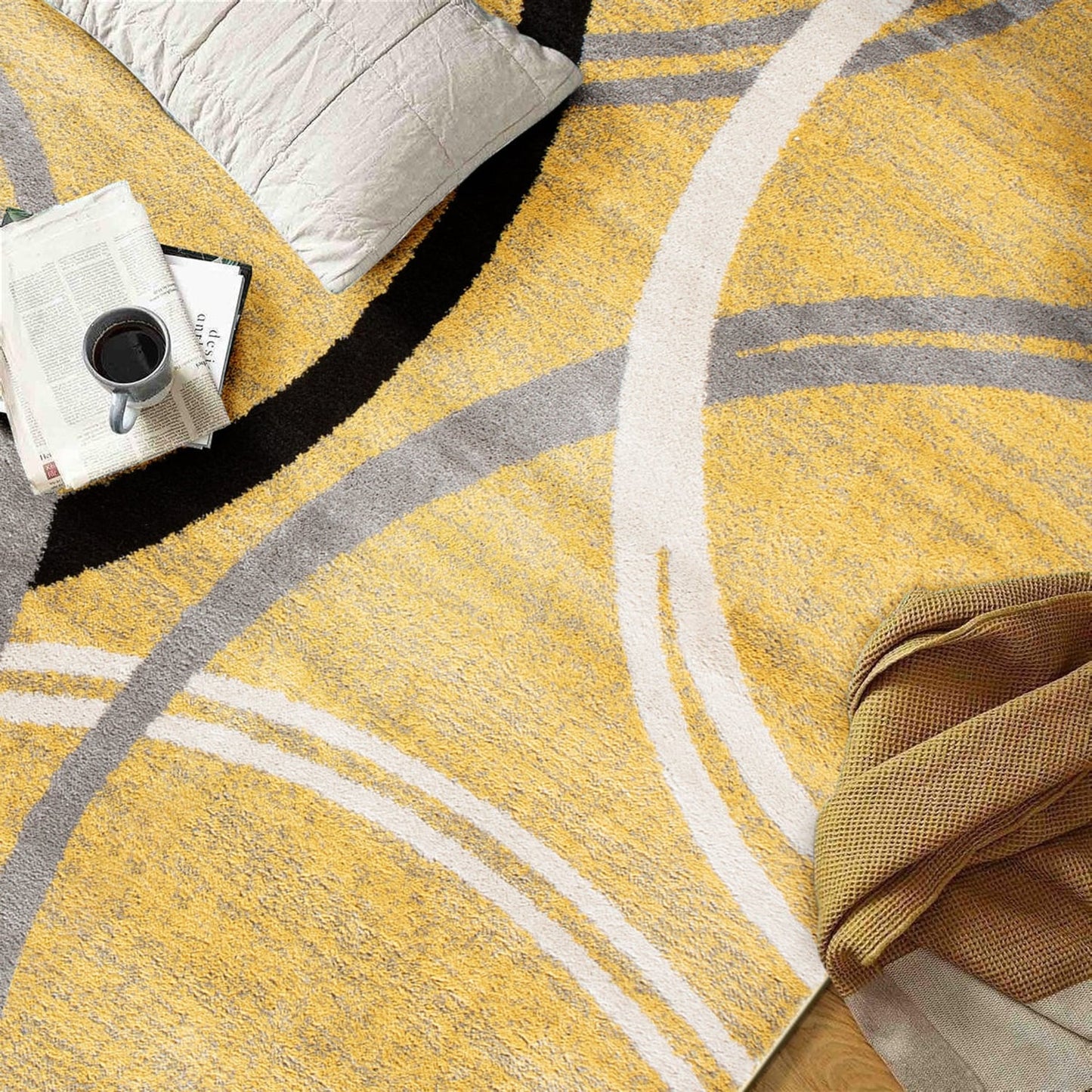 Tapis contemporain à motif de cercles abstraits, collection World Rug Gallery