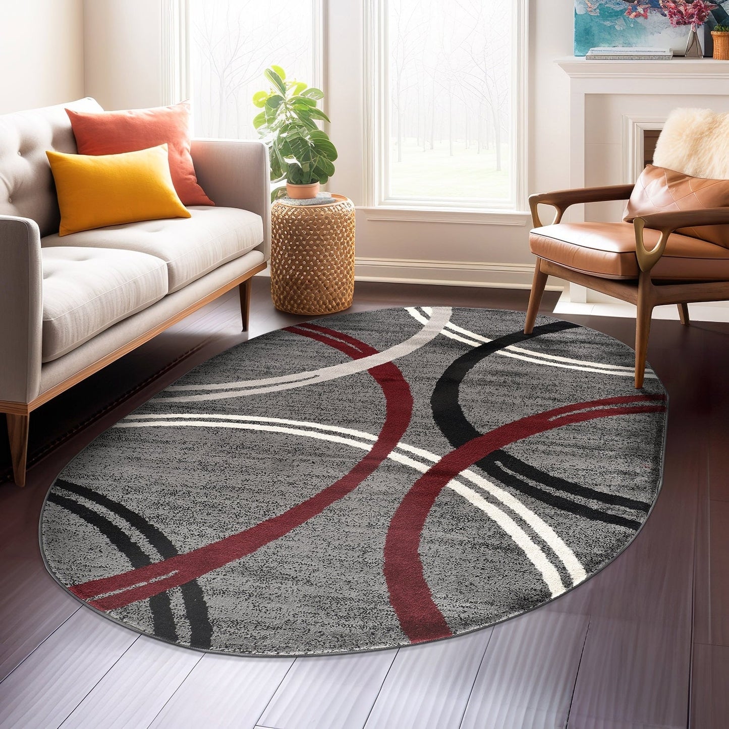 Tapis contemporain à motif de cercles abstraits, collection World Rug Gallery