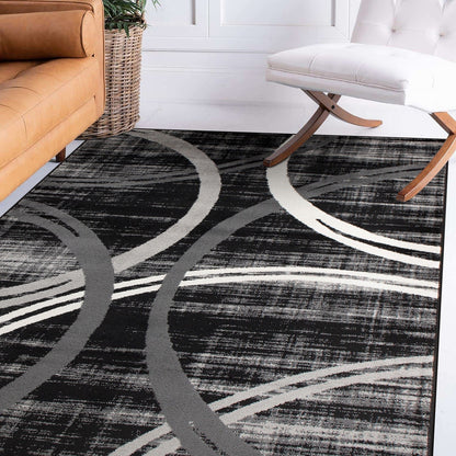 Tapis contemporain à motif de cercles abstraits, collection World Rug Gallery