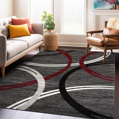 Tapis contemporain à motif de cercles abstraits, collection World Rug Gallery