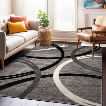 Tapis contemporain à motif de cercles abstraits, collection World Rug Gallery