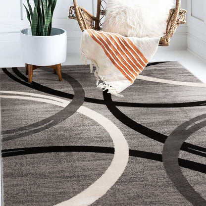 Tapis contemporain à motif de cercles abstraits, collection World Rug Gallery