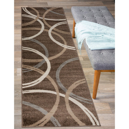Tapis contemporain à motif de cercles abstraits, collection World Rug Gallery