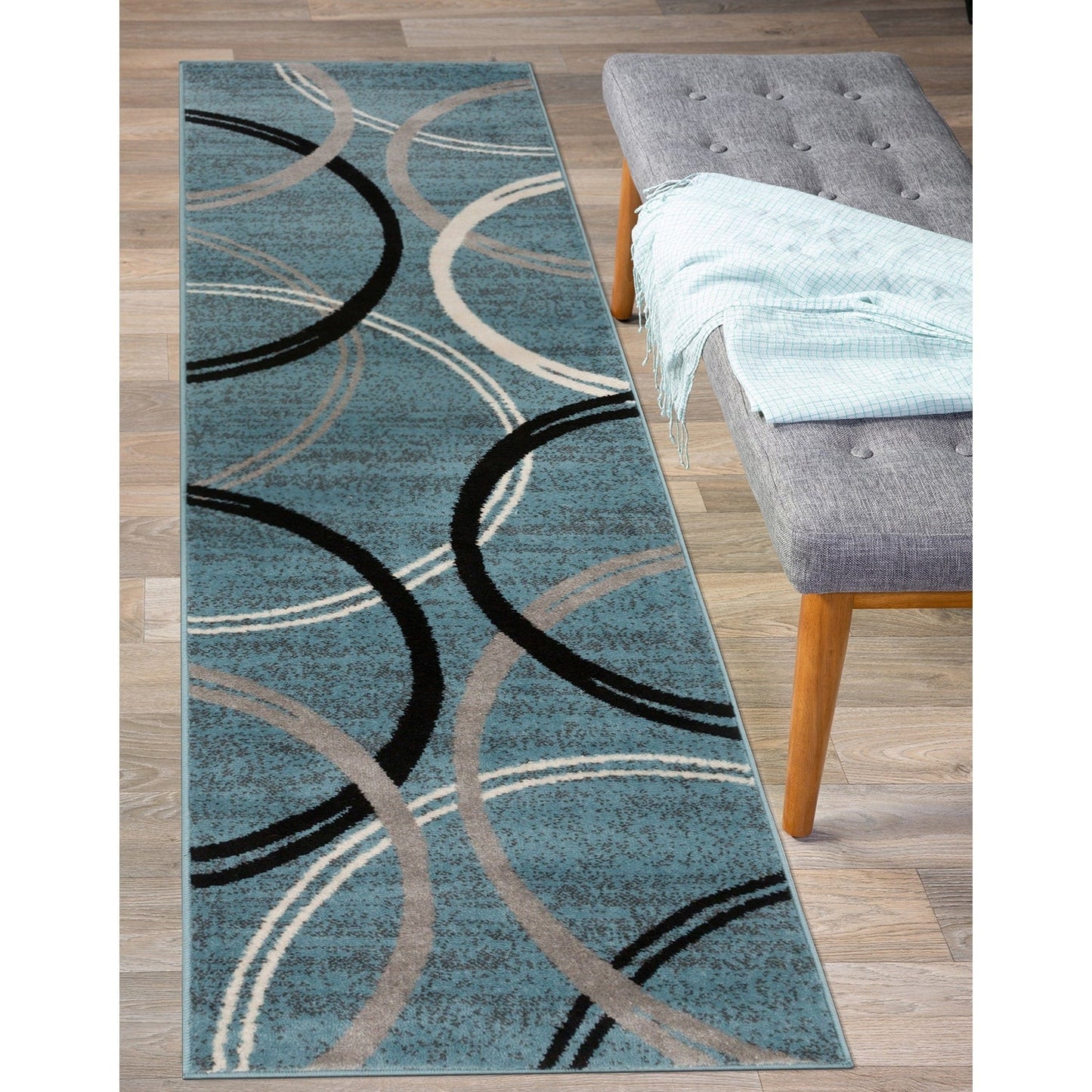 Tapis contemporain à motif de cercles abstraits, collection World Rug Gallery
