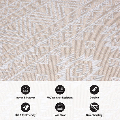 Tapis d'intérieur/extérieur texturé géométrique bohème vieilli World Rug Gallery