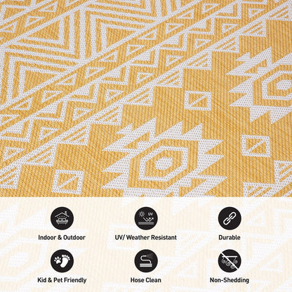 Tapis d'intérieur/extérieur texturé géométrique bohème vieilli World Rug Gallery