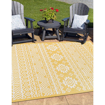 Tapis d'intérieur/extérieur texturé géométrique bohème vieilli World Rug Gallery