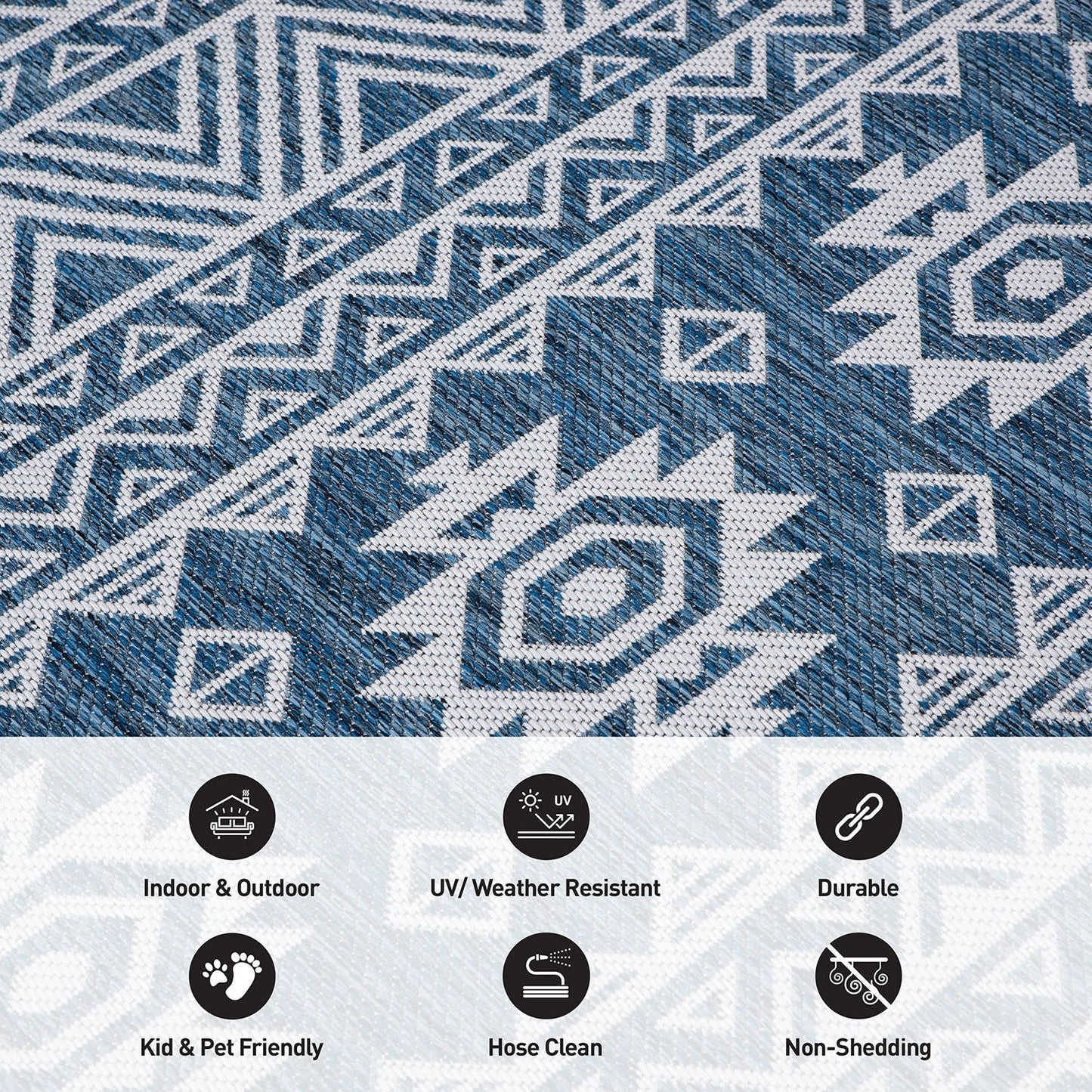 Tapis d'intérieur/extérieur texturé géométrique bohème vieilli World Rug Gallery